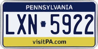 PA license plate LXN5922