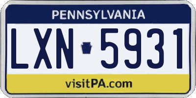 PA license plate LXN5931