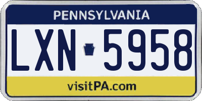 PA license plate LXN5958