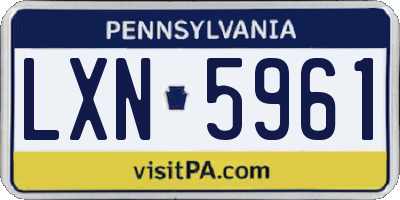 PA license plate LXN5961