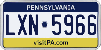 PA license plate LXN5966