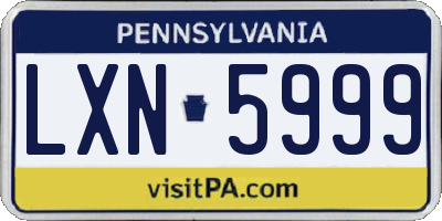 PA license plate LXN5999