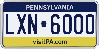 PA license plate LXN6000