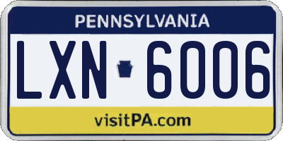 PA license plate LXN6006