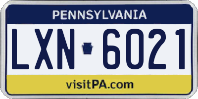 PA license plate LXN6021