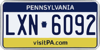 PA license plate LXN6092