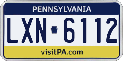 PA license plate LXN6112
