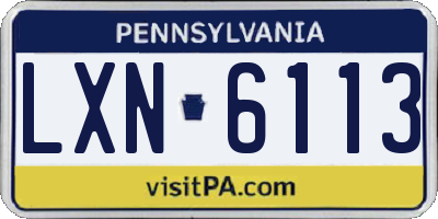 PA license plate LXN6113