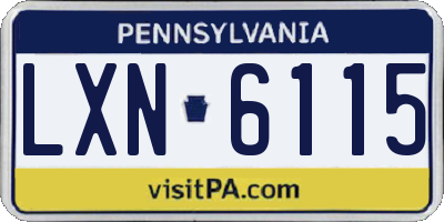 PA license plate LXN6115