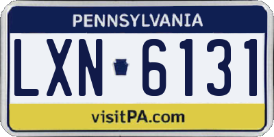 PA license plate LXN6131