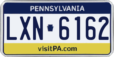 PA license plate LXN6162