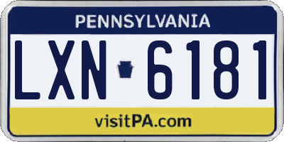 PA license plate LXN6181