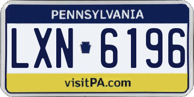 PA license plate LXN6196