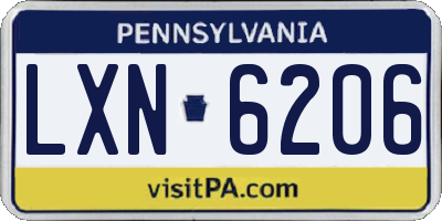 PA license plate LXN6206