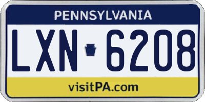 PA license plate LXN6208