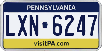 PA license plate LXN6247