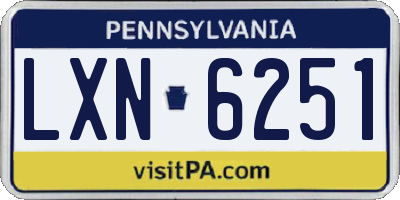 PA license plate LXN6251