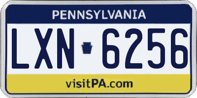 PA license plate LXN6256