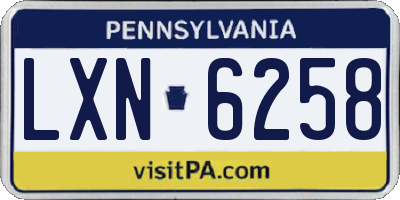 PA license plate LXN6258