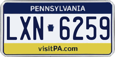 PA license plate LXN6259