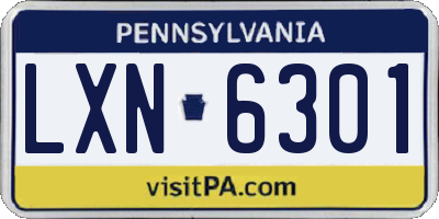 PA license plate LXN6301
