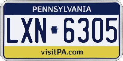 PA license plate LXN6305