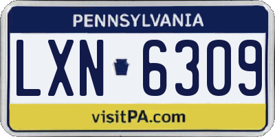 PA license plate LXN6309