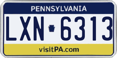 PA license plate LXN6313