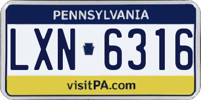 PA license plate LXN6316