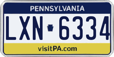 PA license plate LXN6334