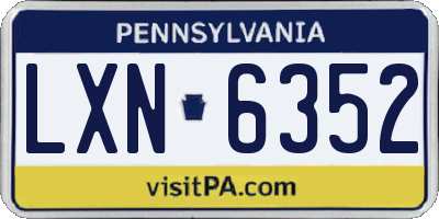 PA license plate LXN6352