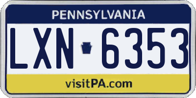 PA license plate LXN6353