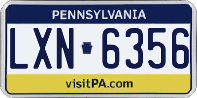 PA license plate LXN6356