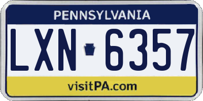 PA license plate LXN6357