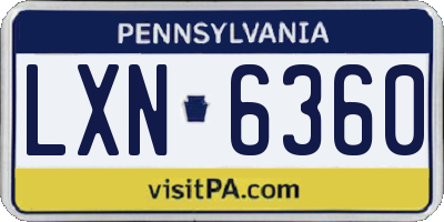PA license plate LXN6360