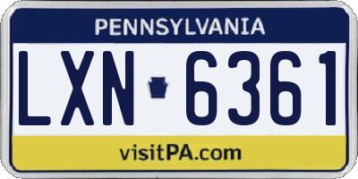 PA license plate LXN6361