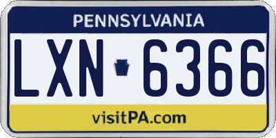 PA license plate LXN6366