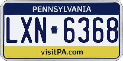 PA license plate LXN6368
