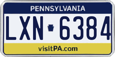 PA license plate LXN6384
