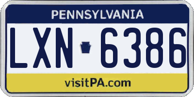 PA license plate LXN6386