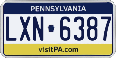 PA license plate LXN6387