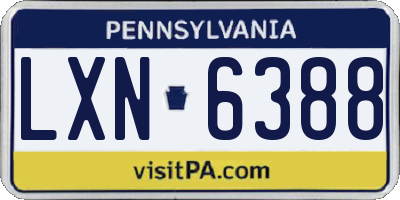 PA license plate LXN6388