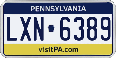 PA license plate LXN6389