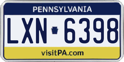 PA license plate LXN6398