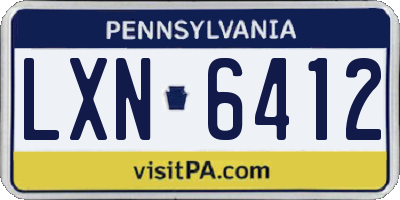 PA license plate LXN6412