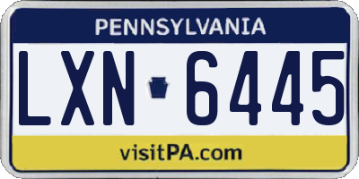 PA license plate LXN6445
