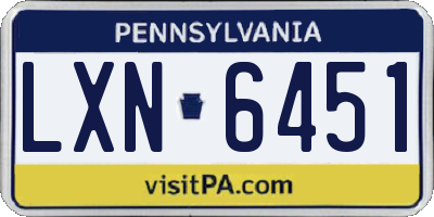 PA license plate LXN6451