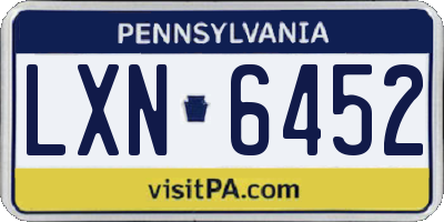 PA license plate LXN6452