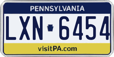PA license plate LXN6454