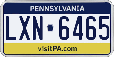 PA license plate LXN6465